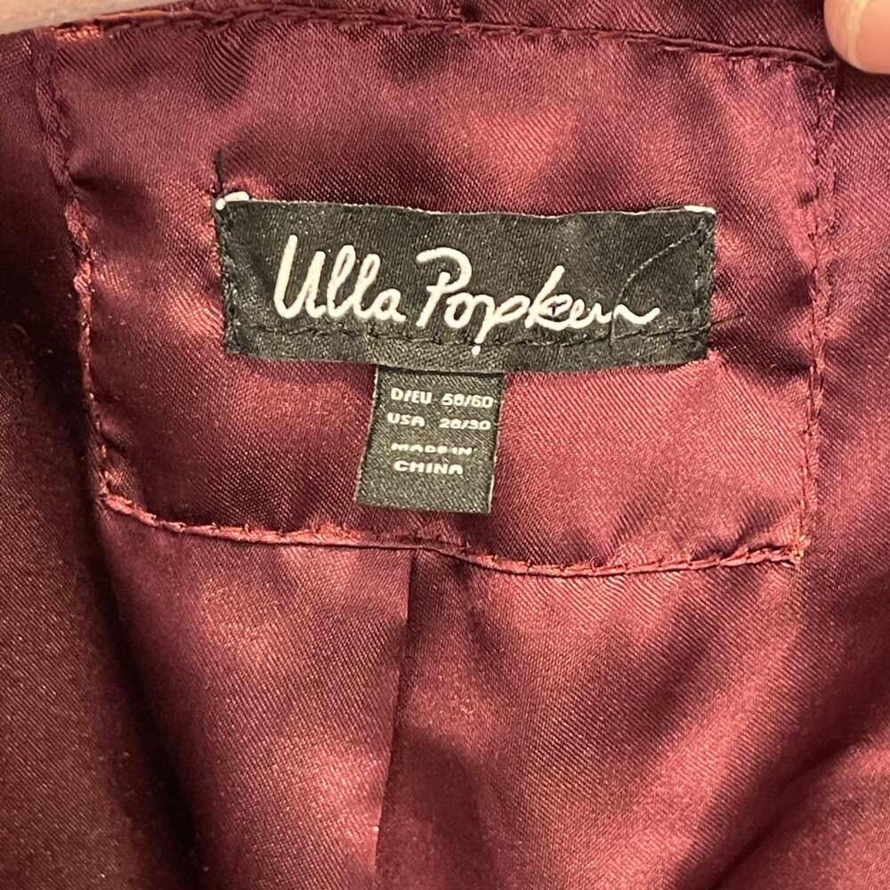 Ulla Popken Faux Fur Burgundy Coat Sz 20/30 USA Button-Down Longline Soft Outerw - Picture 3 of 5